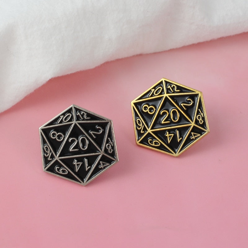 D20 Enamel Pin
